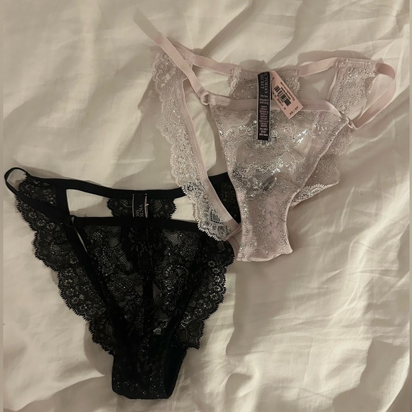 Victoria’s Secret Lace Panties Set, Black (S) & Pink (XS), Brand New - Picture 1 of 7